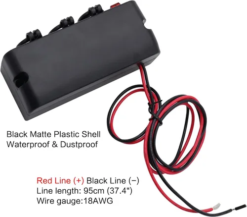 Vista 3 de Divisor de encendedor de cigarrillos de 3 enchufes, adaptador de toma de corriente de 12V con interruptor LED rojo de encendido/apagado, enchufe