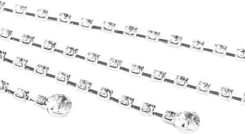 Vista 5 de LALA IKAI Cinturón de diamantes de imitación de cristal para mujer, cadena brillante con cinturón de doble junta tórica