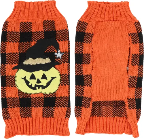 Vista 5 de Ropa para mascotas Suéter de perro con calabaza de Halloween, ropa de punto, ropa para perros, sudadera para mascotas Halloween-03