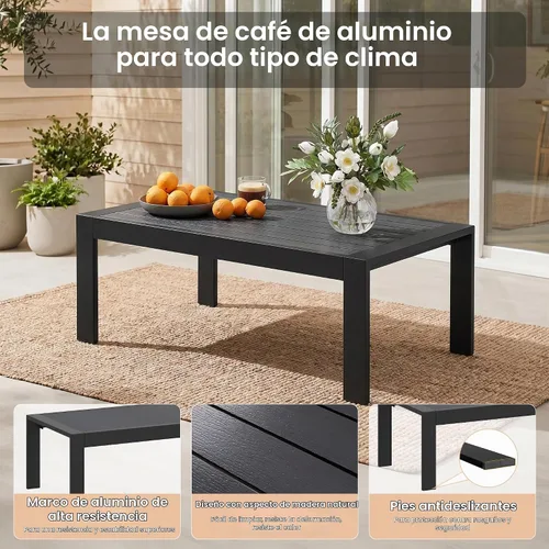 Vista 6 de Solaste Muebles de sofá de aluminio para patio, resistentes a la intemperie, azul Negro+Azul