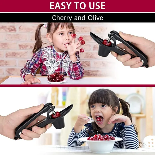 Vista 5 de Cherry Pitter - Herramienta de descorazonador de aceitunas y cerezas de alta resistencia con diseño de bloqueo que ahorra espacio, herramienta