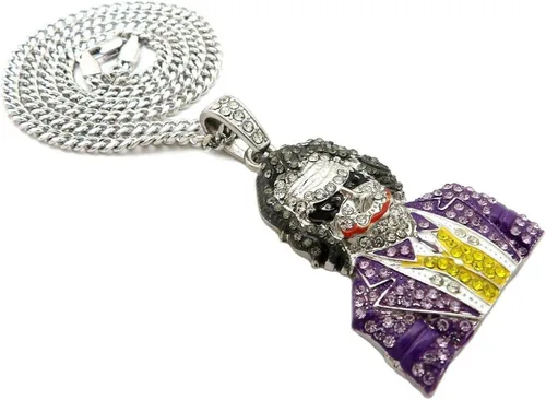 Vista 5 de Pyramid Jeweler Caja con colgante para hombre Hip Hop Iced Out Joker, cadena cubana CZ Miami Cuban Collar