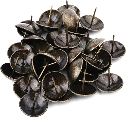 Vista 16 de MroMax 120 tachuelas de clavos para tapicería de 0.47 pulgadas de diámetro, hierro de estilo vintage, de metal, redondos, de 0.67 pulgadas de altura