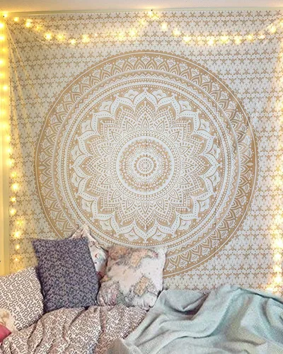 Vista 8 de RAJRANG - Tapiz de mandala grande para dormitorio y sala de estar, tapices de algodón para colgar en la pared