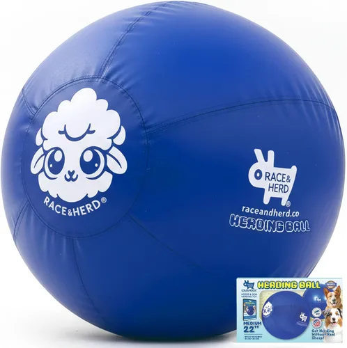 Vista 15 de Race&Herd Pelota de pastoreo XXL original de 25 pulgadas para perros grandes, juguetes de pastoreo, pelota duradera para perros grandes al aire