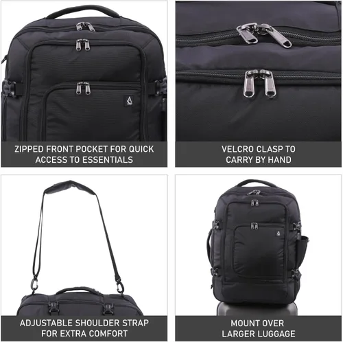 Vista 4 de Aerolite Mochila de cabina de tamaño máximo Equipaje ecológico aprobado para Southwest, AA, Delta, Jetblue y muchas otras aerolíneas, Negro