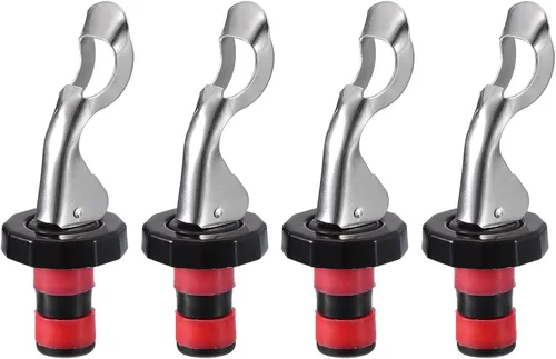 Vista 9 de uxcell Tapones de vino, 4 tapones manuales de expansión de 0.630 in/0.63 pulgadas, tapón de silicona para botella de vino, tapón de sellado