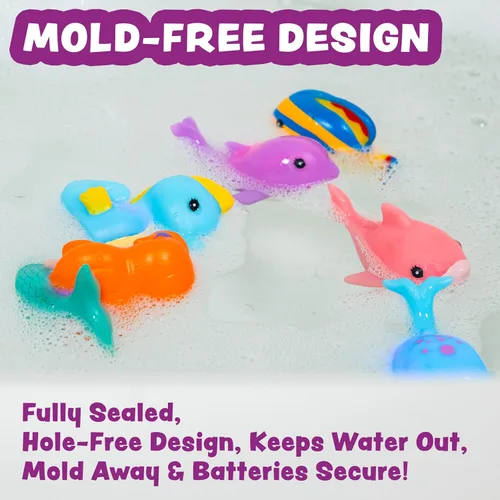 Vista 6 de Tub Works® Mermaid Lagoon™ Light Up Bath Toys, 6 Pack Water-Activated Light Up Toys Flash & Change Color Easy-Grip Baby Girl & Toddler Bath Toys