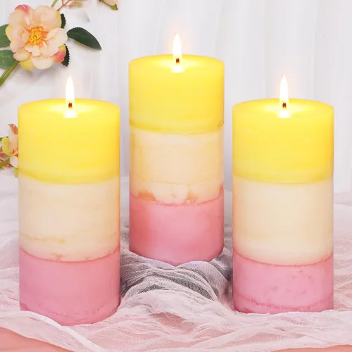 Vista 22 de Velas aromáticas de pilar FLAVCHARM de larga duración, sin goteo, rojas, 3x4 pulgadas Rojo