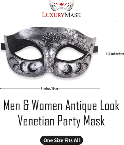 Vista 2 de Máscara de mascarada para hombre, máscara de aspecto antiguo para Halloween, fiesta veneciana, fiesta de máscaras y baile de máscaras