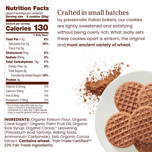 Vista 2 de Jovial Galletas orgánicas de cacao crujiente Einkorn – Galletas orgánicas, galletas veganas, altas en proteínas, certificado de comercio justo