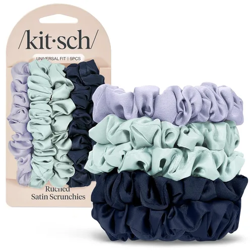 Vista 32 de Kitsch - Coleteros de satén para mujer, bandas para el cabello sin daños, cameo, 5 piezas Wake Up Frizz-Free, No Crease Hair Ties, Softer Than