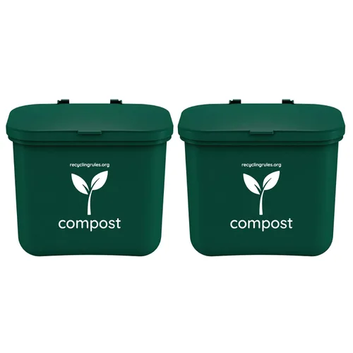 Vista 8 de Pequeño contenedor de compost verde para colgar en el contenedor de basura de cocina