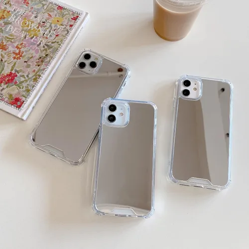 Vista 7 de Funda compatible con iPhone 11 con espejo con parachoques a prueba de golpes, parte trasera dura, delgada, cubierta protectora delgada para niñas