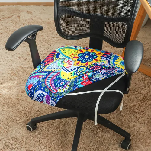 Vista 4 de Forcheer - Funda para asiento de silla de oficina 19x19 pulgadas, estirable impresa, funda pequeña ajustada para silla de escritorio de computadora