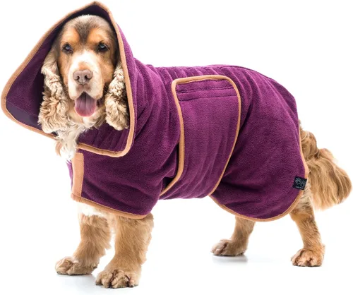 Vista 12 de Lucky Pooch® Bata de baño para perro, lujosa bata de baño para perro, ultra absorbente, ¡seca a tus perros en minutos! Doble capa, toalla súper Ámbar