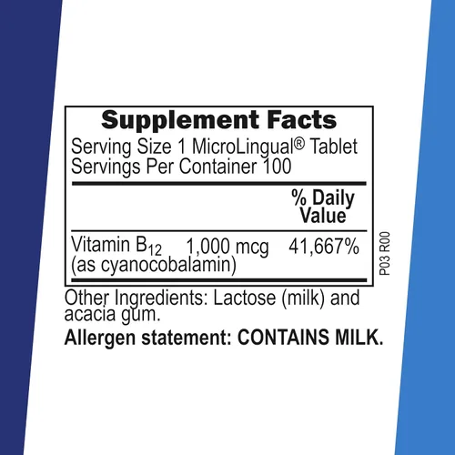 Vista 2 de Superior Source No Shot Vitamina B12 cianocobalamina 1000 mcg, tabletas microlingües de disolución rápida de 100 unidades, suplemento B12