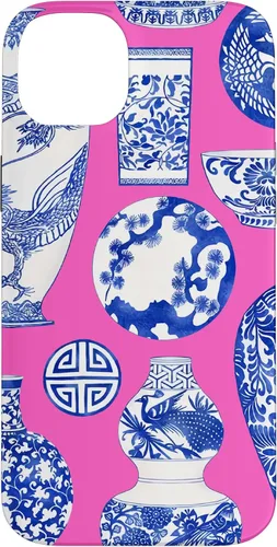 Vista 15 de iPhone 16 Blue Willow Chinoiserie Jengibre Tarro Fresco Preppy Rosa Azul Caso