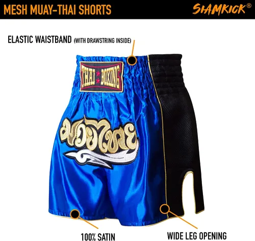 Vista 5 de SIAMKICK Pantalones cortos clásicos de Muay Thai para hombres y mujeres, boxeo, kickboxing, alto grado, artes marciales mixtas, ropa de entrenamiento
