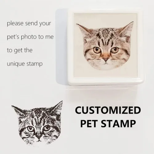 Vista 2 de Sellos personalizados para retratos de mascotas, sellos personalizados con nombre con foto, para gatos y perros, recuerdos, sellos personalizados