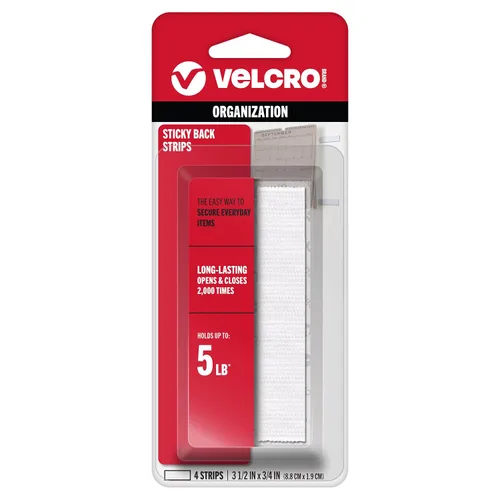 Vista 9 de VELCRO Brand Tiras de cinta adhesiva con adhesivo 10 unidades Negro 3 1/2 x 3/4 pulgadas Sujetadores de velcro para organización del hogar