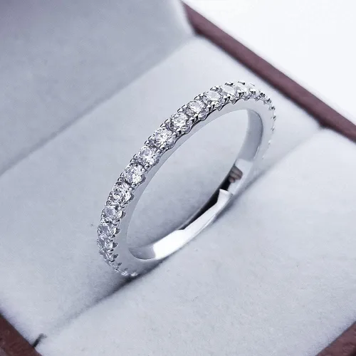 Vista 4 de Bo.Dream - Anillo de boda y de amor eterno de plata de ley con circonita cúbica redonda de 1.5, 2.2, 3 milímetros