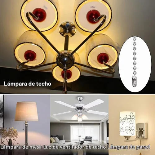 Vista 3 de Paquete de 4 extensores de cadena para ventilador de techo, cada cadena tiene una longitud de 39 pulgadas (3.3 ft) con 8 conectores, bola de cuentas