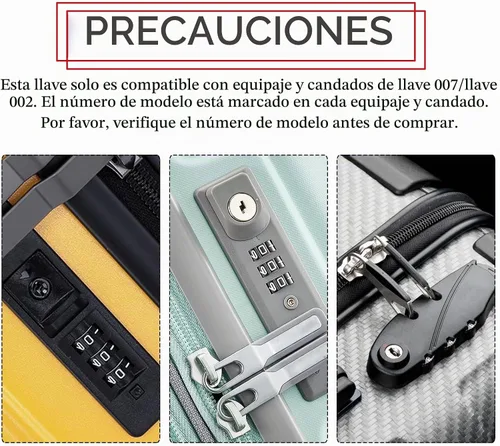 Vista 3 de 2 llaves compatibles con equipaje maestro 007 002, maleta de equipaje, cerradura de contraseña