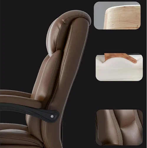 Vista 4 de Silla de escritorio de piel sintética con respaldo alto y grande, reposapiés, silla ergonómica reclinable, estación de trabajo, altura ajustable
