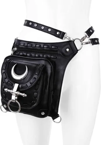 Vista 3 de Restyle Gothic Ocultit Punk Lunar Moon Hip Holster Bolsa Festival Bolsa, Negro