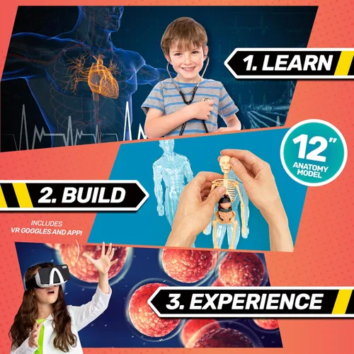Vista 3 de Abacus Brands Bill Nye's Science Squad: Body Lab VR - Kit de ciencia para niños de realidad virtual, libro y juego de actividades de aprendizaje