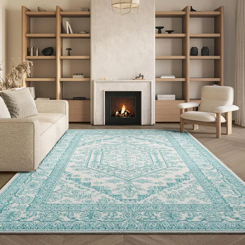 Vista 125 de SAFAVIEH ADR108B - Tapete de la colección Adirondack, 2 pies 1 pulgada x 6 pies, marfil y plateado, diseño de medallón oriental, no desprende