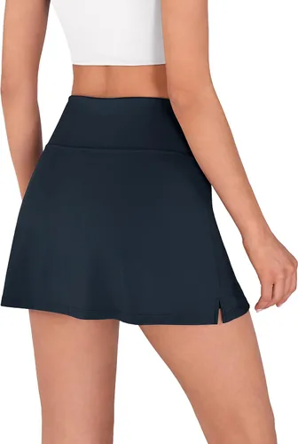 Vista 4 de ODODOS Falda pantalón deportiva de tenis para mujer con bolsillos incorporados, faldas activas de golf para deportes, correr, gimnasio, entrenamiento