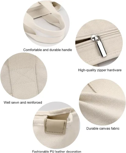 Vista 4 de zhongningyifeng Bolso de lona para mujer, bolso de mano informal con asa superior, bolso de gran capacidad, bolsa de compras para viajes de trabajo