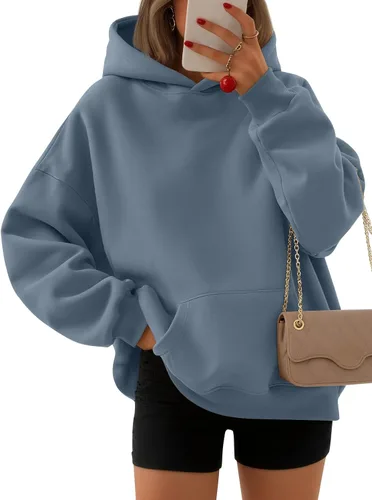 Vista 9 de EFAN Sudaderas con capucha para mujer, suéteres de forro polar cómodos Lunares albaricoques