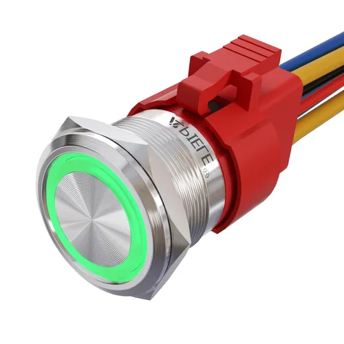 Vista 8 de APIELE Interruptor de botón momentáneo de 10 A, 22 mm, LED ojo de ángel, impermeable, redondo, autorresetable, 7/8'', 1NO 1NC