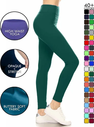 Vista 2 de Leggings Depot - Leggings de cintura alta para mujer, muy suaves, unicolor, tallas regulares y extragrandes (1X a 3X y 3X a 5X)
