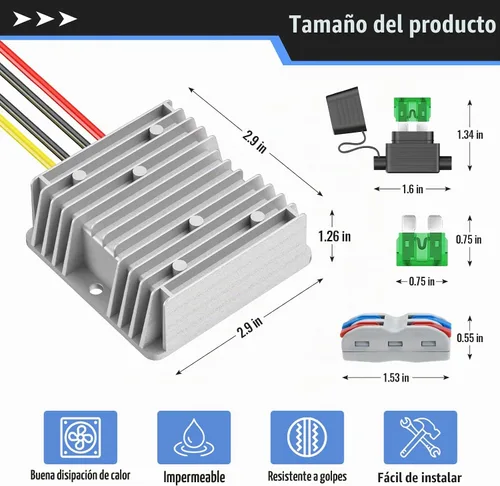 Vista 2 de Kzreect - Convertidor de 12 V, 20 A, 240 W, CC a CC, reductor de voltaje de 17-55 V a 12 V