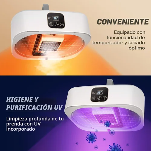 Vista 4 de Secadora de ropa portátil, mini secadora de ropa con control remoto, pequeña secadora eléctrica plegable y compacta con bolsa seca para viajes