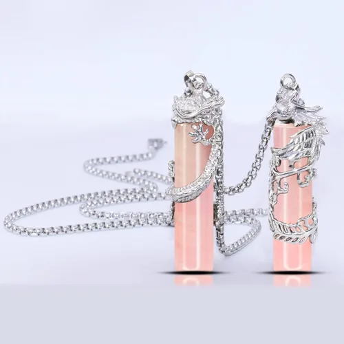 Vista 5 de Collar Yin Yang a juego para pareja de dragón y fénix y piedra semipreciosa con corazón y piedra semipreciosa, cristal curativo natural, regalo