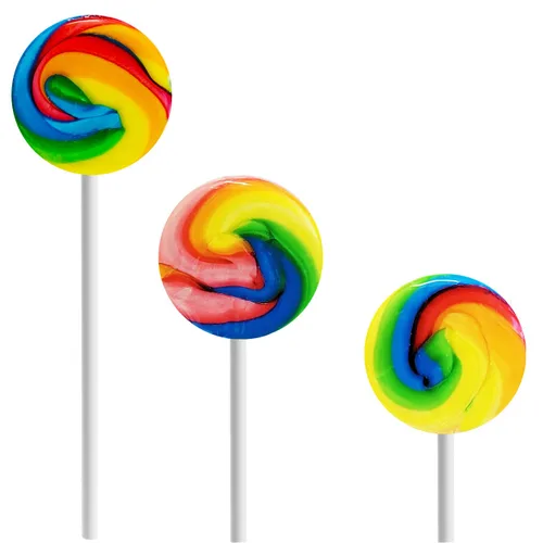 Vista 5 de Paquete de 12 paletas de remolino arcoíris, sabor a fruta mixta, pop envueltas individualmente, 1.5 pulgadas Swirl Pop (paquete de 12)