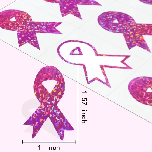 Vista 4 de 288 calcomanías de cinta rosa para concientización sobre el cáncer de mama, calcomanías para casco de cáncer de mama