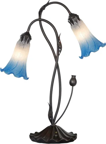 Vista 14 de Bieye L10849 Lámpara de mesa de acento de vidrio soplado con flor de lirio para decoración de sala de estar/dormitorio (1 luz, púrpura)