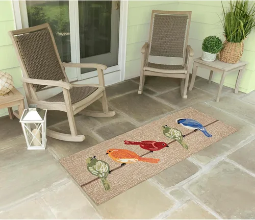 Vista 48 de Liora Manne Mum Aqua - Alfombra para interior/exterior, 3 pies, redonda