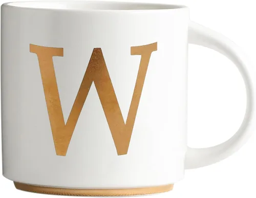 Vista 24 de COLLECTIVE HOME - Tazas de cerámica con monograma, tazas de café con inicial dorada de 15 onzas, elegantes tazas de té del alfabeto, elegante taza p