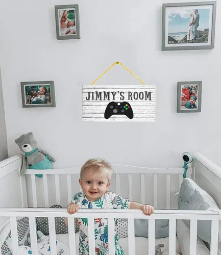 Vista 4 de Letreros personalizados, bonitos y divertidos letreros personalizados con diseño de gamepad para decoración de pared, exquisitos letreros