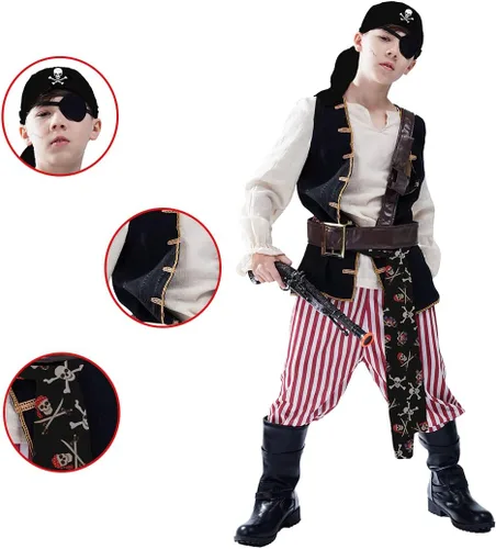 Vista 2 de Disfraz de pirata para niños, ropa de cosplay de Halloween