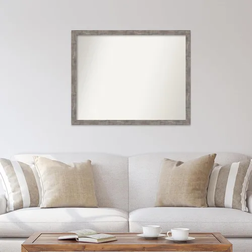 Vista 584 de Amanti Art Silver Bathroom Mirror for Over Sink, 26x35 Custom Made Marred Pewter Rectangle Vanity Mirror, Large Casual Wood Frame, Hangs Horizonally