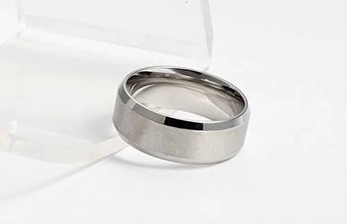 Vista 2 de FANSING Anillos de boda de acero inoxidable de 8 mm para hombre y mujer