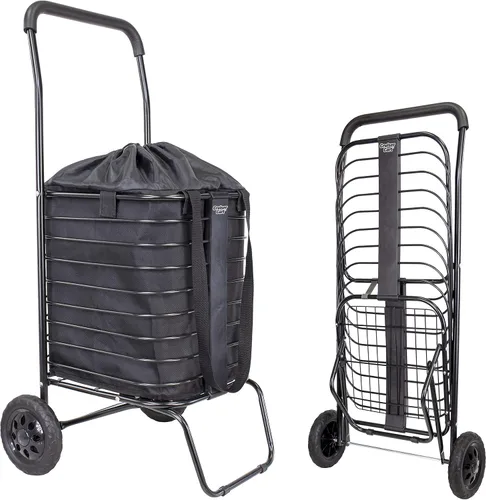 Vista 22 de dbest products - Carrito Cruiser Deluxe 2 para compras y comestibles con ruedas, cesta de lavandería plegable, carrito de utilidad compacto, ligero